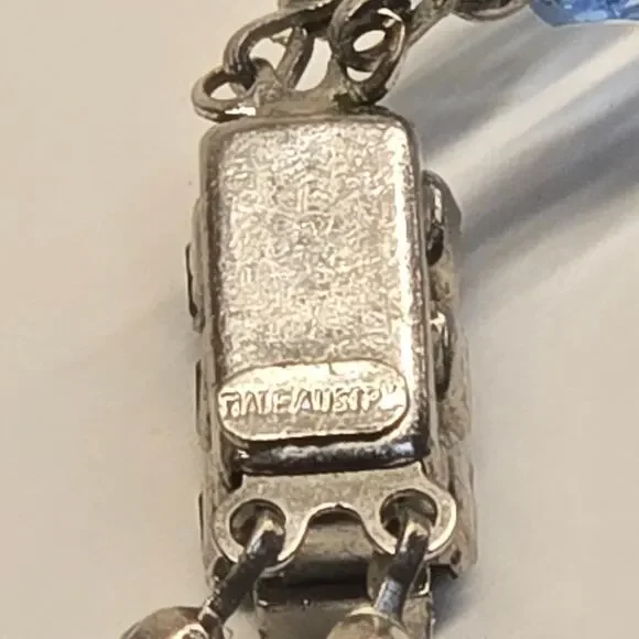 Vintage 1950s Austrian Ice Blue Crystal Double Strand Necklace Rhinestone Clasp - Picture 5 of 7